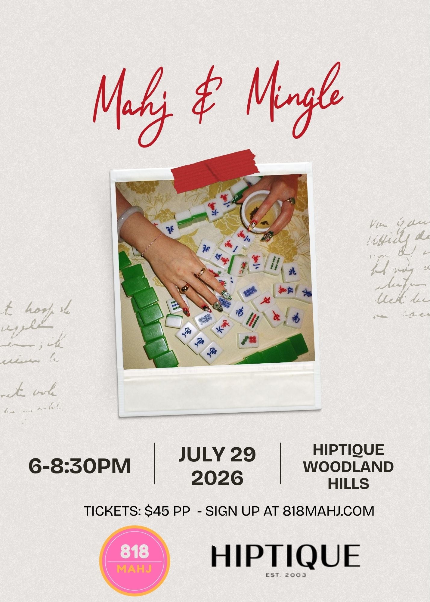 Mahjong Night at Hiptique - Valley Country Mart 7/29