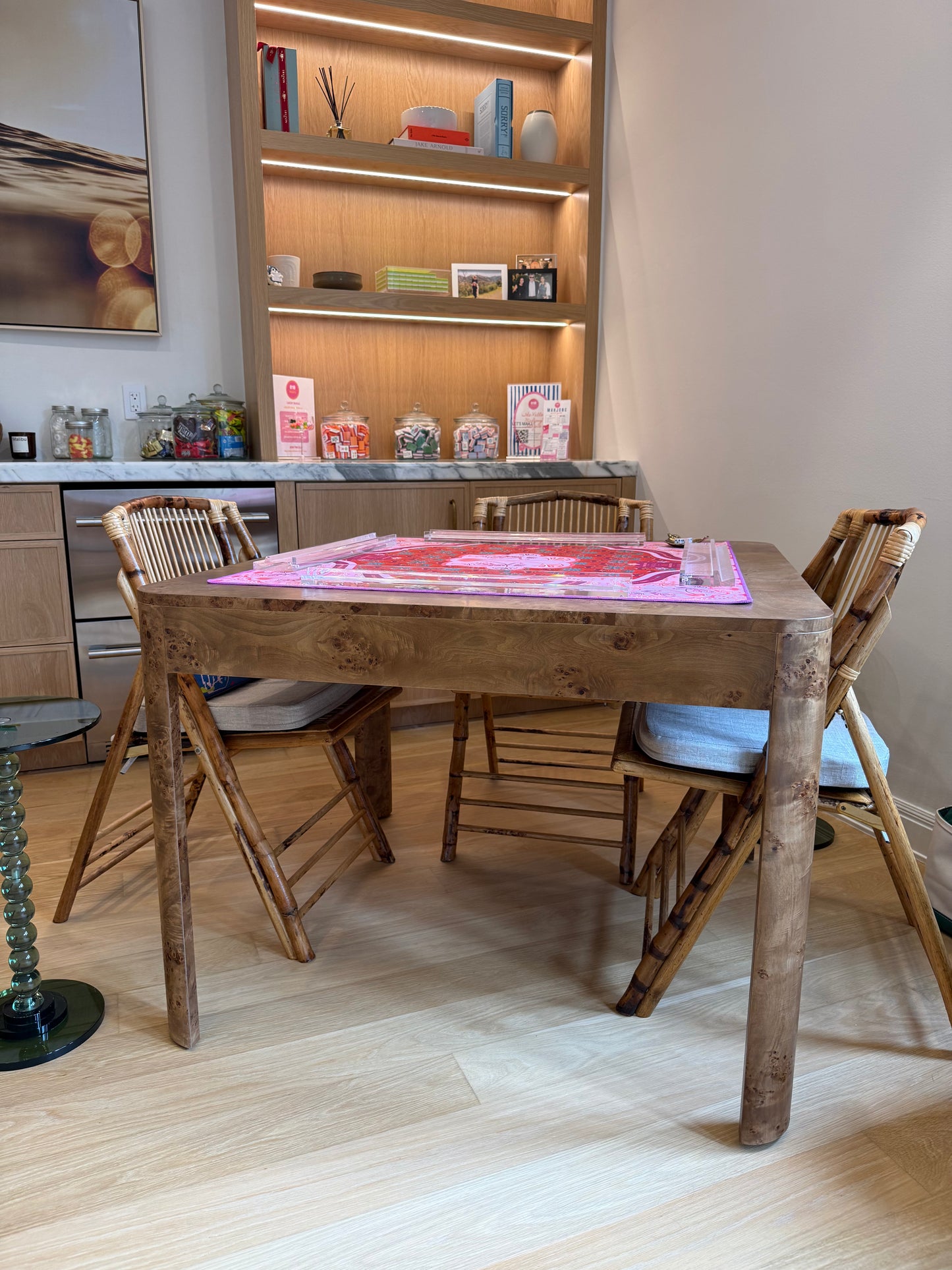 Mahjong Table in Burl Wood