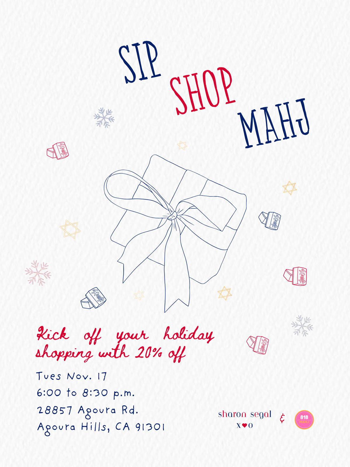 Sip, Shop & Mahj with Sharon Segal 11/17