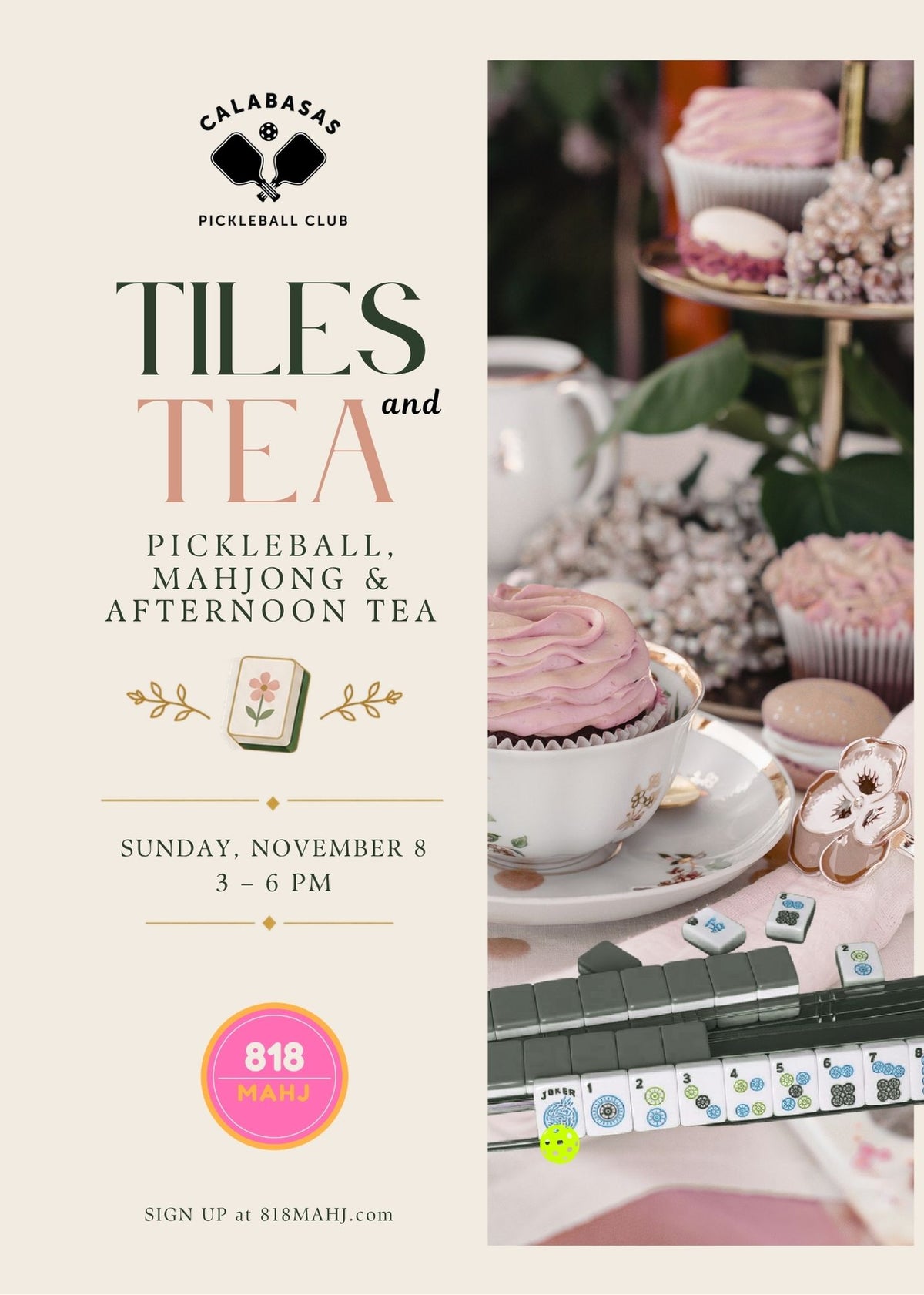 Tiles and Tea Mahjong & Pickleball Event