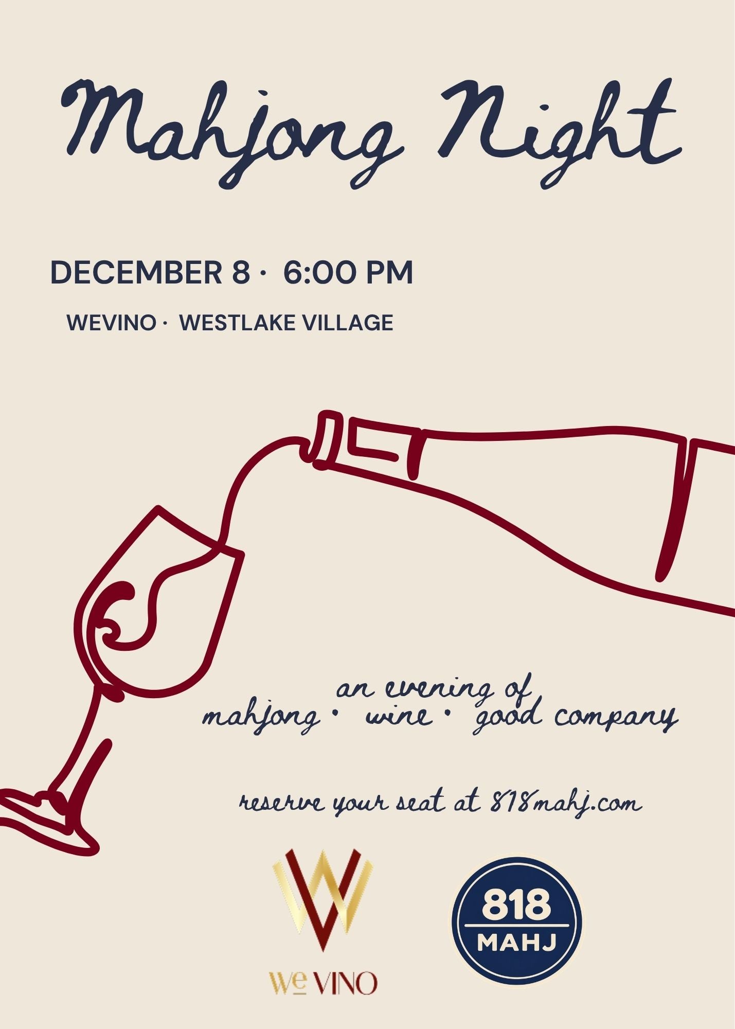 Mahjong Night at WeVINO 12/8